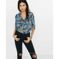 Pop Floral Imprimir Moda Top Blusa Mulheres